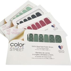 COLOR STREET NAIL POLISH STRIPS SET 4 CHRISTMAS PLAID MANICURE PRESS ON GREEN